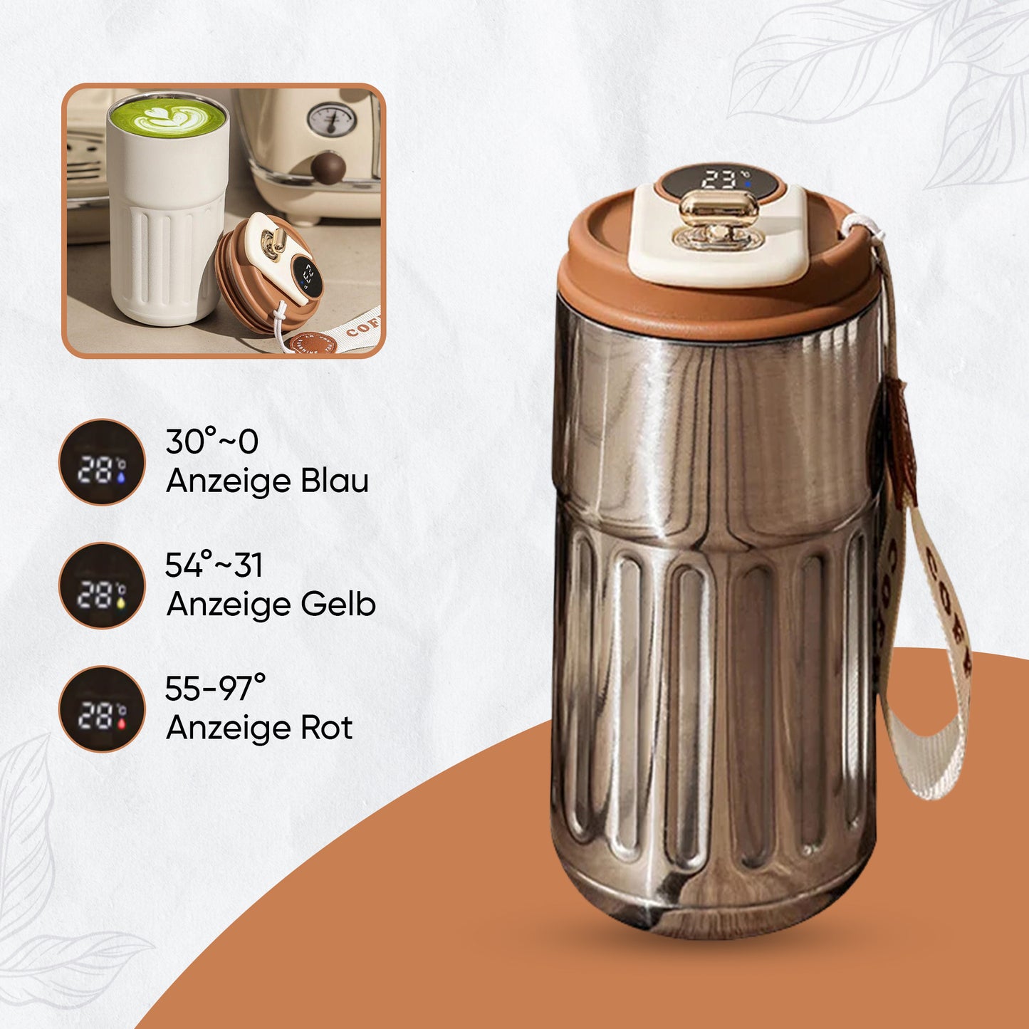 Intelligente Thermoskanne mit Temperaturanzeige